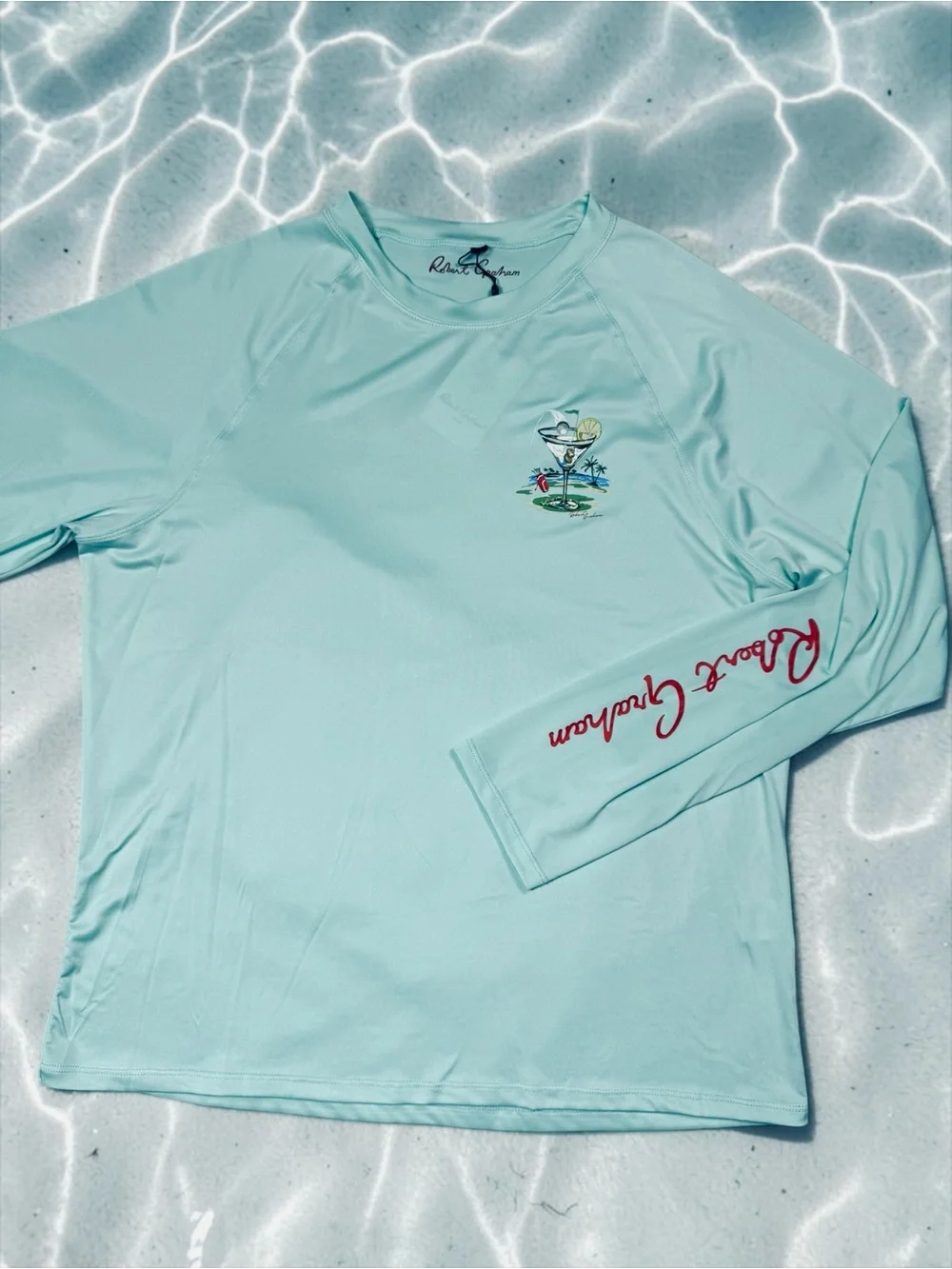 NWT New Robert Graham Long Sleeve Swim Rash Guard Shirt In Cabbage Size L